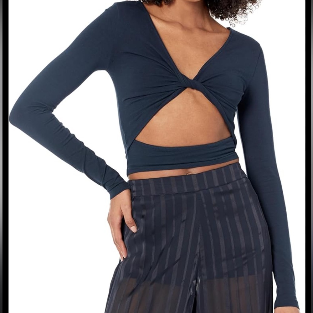 Dark blue twist front top